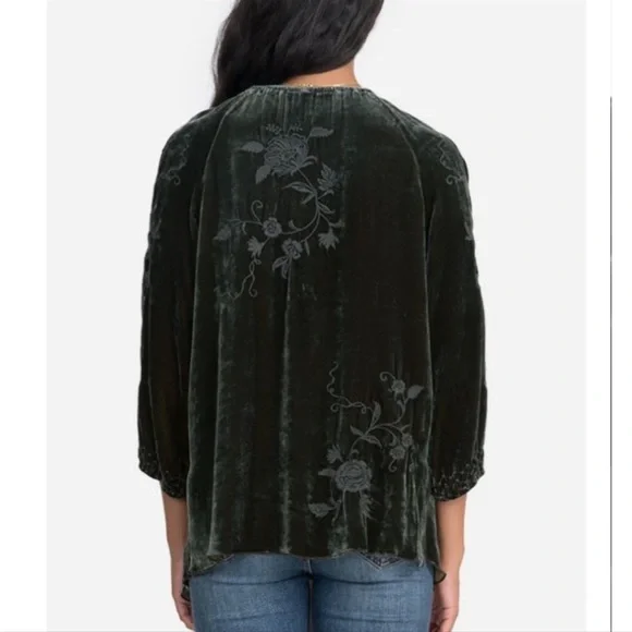 Johnny Was Millie Velvet Peasant Blouse - Picture 3 of 7